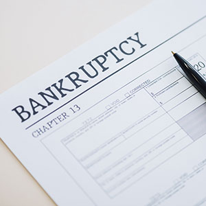 Chapter 13 bankruptcy form with a pen, for Hagerstown, MD attorney.