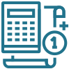 Calculator icon with a document, representing Chapter 13 Bankruptcy calculations.